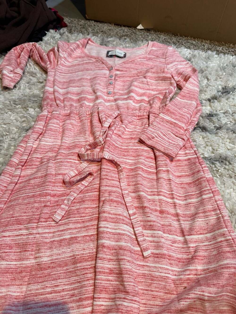 Anthropologie Saturday Sunday Red Space Dye Button Front Lounge Dress
